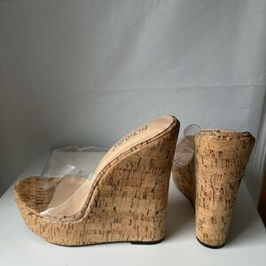 Cream and Tan Wedge Shoes with Elegant Design